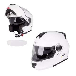 Kask motocyklowy szczękowy W-TEC Vexamo PP z Pinlockiem - Biały - Biały