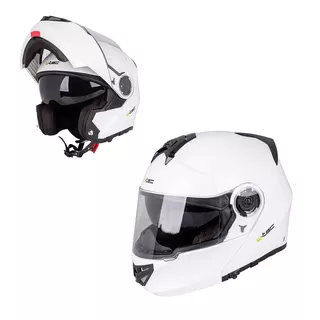 Kask motocyklowy szczękowy W-TEC Vexamo z blendą - Czarno-zielony - Biały