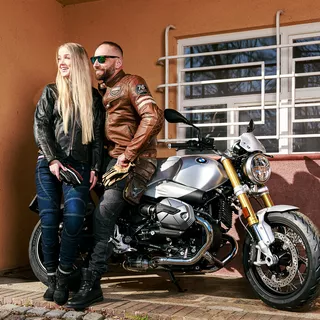 Męska skórzana kurtka motocyklowa W-TEC Milano - Czarny