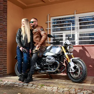 Męskie spodnie jeansy motocyklowe W-TEC Oliver - Niebieski