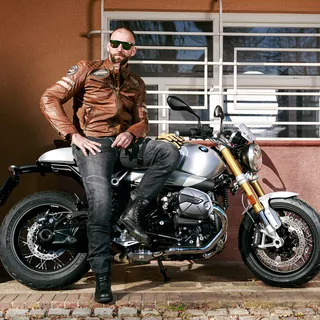 Męska skórzana kurtka motocyklowa W-TEC Milano - Czarny