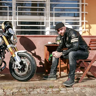 Męska skórzana kurtka motocyklowa W-TEC Milano - Czarny