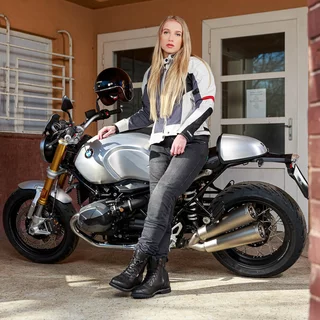 Damska kurtka motocyklowa W-TEC Lucina - szaro-kremowa biel