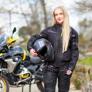 Damskie spodnie motocyklowe W-TEC Propant Lady - Czarno-różowy