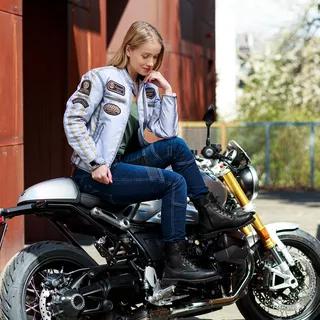Damskie dżinsy motocyklowe W-TEC Alfreda CE - Niebieski