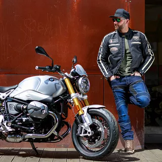 Męskie spodnie jeansy motocyklowe W-TEC Alfred CE - Szary
