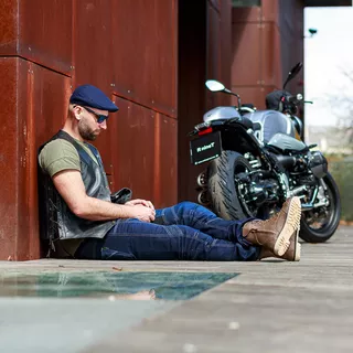 Męskie spodnie jeansy motocyklowe W-TEC Alfred CE - Szary