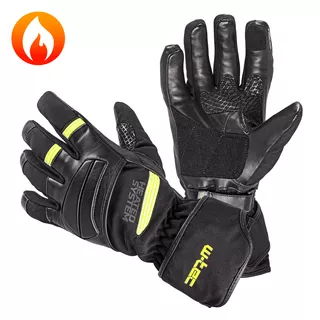 Rękawice podgrzewane motocyklowe, narciarskie W-TEC HEATride - OUTLET - czarny-fluo zielony