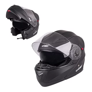 Kask motocyklowy z blendą Flip-Up W-TEC Pezzon - biało-brązowy - czarny mat