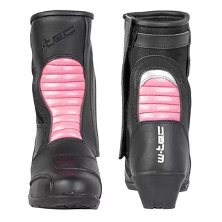 Damskie skórzane buty motocyklowe W-TEC Beckie - Czarno-różowy