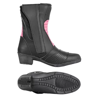 Damskie skórzane buty motocyklowe W-TEC Beckie - Czarno-różowy