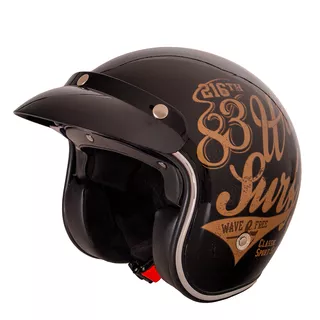 Kask motocyklowy otwarty W-TEC Café Racer - Wielka gwiazda - 3 sposoby surfowania w kolorze brązowym