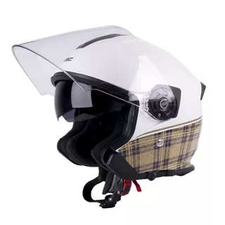 Kask motocyklowy otwarty W-TEC V586 z blendą - Biały perłowy - Biały perłowy