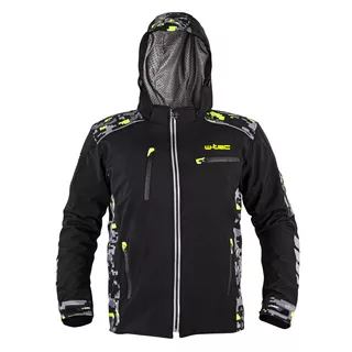 Męska kurtka motocyklowa z kapturem Softshell W-TEC Kybero - Czarny-fluo - Czarny-fluo
