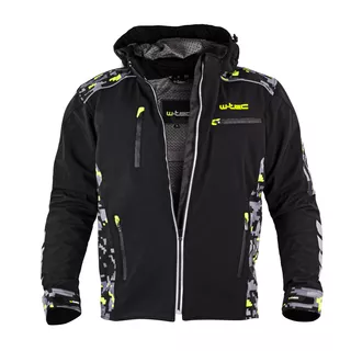 Męska kurtka motocyklowa z kapturem Softshell W-TEC Kybero - Czarny-fluo