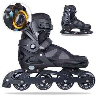 Łyżworolki z wymienną płozą inSPORTline Noctys ∙ 2w1 ∙ system FITGO® ∙ klamra MicroLock ∙ wkładka Comfort Fit ∙ kółka PU 82A ∙ nośność 100 kg