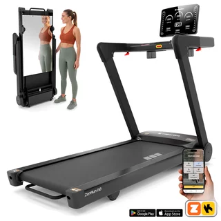Bieżnia elektryczna z lustrem inSPORTline ZenRun 60 ∙ składana ∙ 22 km/h ∙ nośność 150 kg ∙ 4 KM ∙ HRC ∙ Zwift/Kinomap