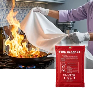 Koc gaśniczy inSPORTline Blanfir SQ 150x150 cm ∙ z włókna szklanego ∙ odporny na 800°C ∙ etui na rzep ∙ atest EN 1869:2019