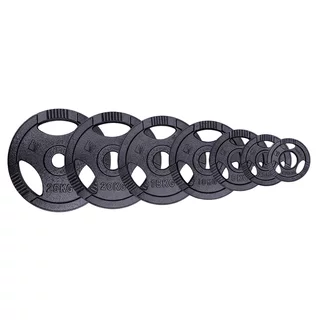 Żeliwne talerze olimpijskie inSPORTline Hamerton Black 50 mm 1,25-25 kg ∙ wytrzymałe uchwyty ∙ do sztangi olimpijskiej