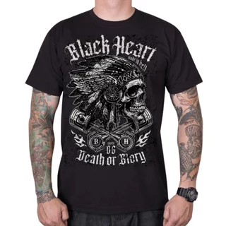 Męska koszulka T-shirt na motocykl Black Heart Huron ∙ 100% bawełna ∙ krótki rękaw ∙ stylowy nadruk ∙ dla miłośników motocykli - Czarny