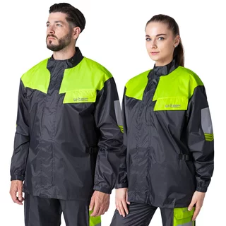 Kurtka przeciwdeszczowa na motocykl W-TEC Igava ∙ oddychająca podszewka mesh ∙ zabezpieczony suwak ∙ wysoka widoczność - czarny-fluo zielony