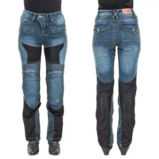 Damskie jeansowe spodnie motocyklowe W-TEC Bolftyna - Niebieski-czarny