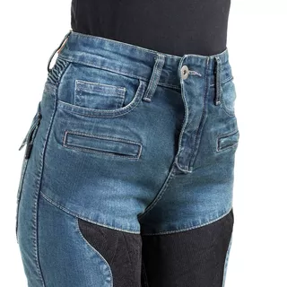 Damskie jeansowe spodnie motocyklowe W-TEC Bolftyna - Niebieski-czarny