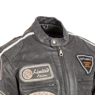 Męska skórzana kurtka motocyklowa W-TEC Buffalo Cracker - Brązowo-szary