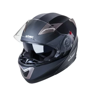 Kask motocyklowy z blendą Flip-Up W-TEC Pezzon - biało-brązowy