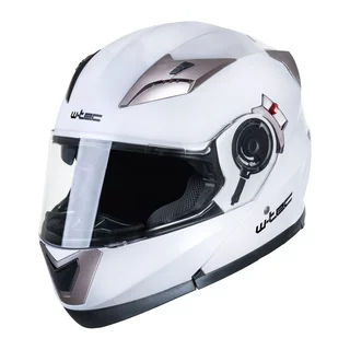Kask motocyklowy z blendą Flip-Up W-TEC Pezzon - biało-brązowy