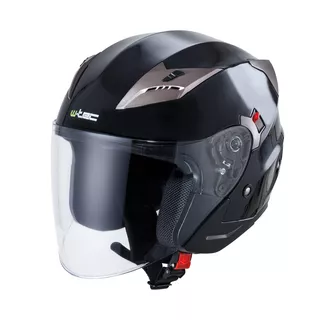 Kask motocyklowy otwarty z blendą W-TEC Putta - czarno-brązowy