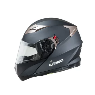 Kask motocyklowy z blendą Flip-Up W-TEC Pezzon - biało-brązowy