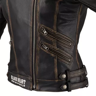 Damska skórzana kurtka motocyklowa W-TEC Black Heart Lizza - Brązowy Vintage