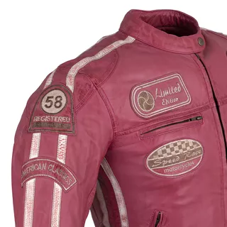 Damska skórzana kurtka motocyklowa W-TEC Sheawen Lady Pink - Różowy