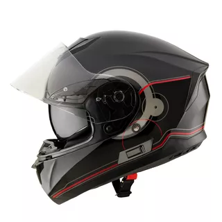 Kask motocyklowy zamknięty z blendą W-TEC Yorkroad Fusion - Czarny Szary Czerwony Błyszczący
