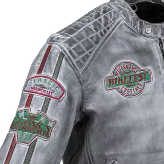 Męska skórzana kurtka motocyklowa W-TEC Sheawen Waxed Grey - szara - Szary