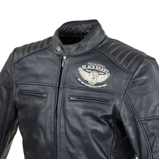 Męska skórzana kurtka motocyklowa W-TEC Black Heart Wings Leather Jacket - Czarny