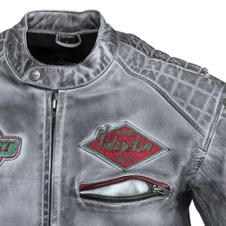 Męska skórzana kurtka motocyklowa W-TEC Sheawen Waxed Grey - szara - Szary