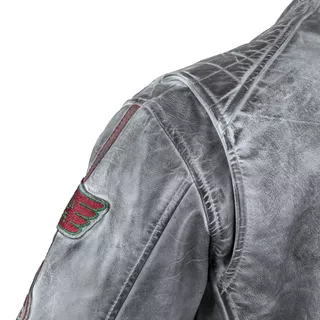 Męska skórzana kurtka motocyklowa W-TEC Sheawen Waxed Grey - szara - Szary