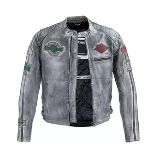 Męska skórzana kurtka motocyklowa W-TEC Sheawen Waxed Grey - szara - Szary