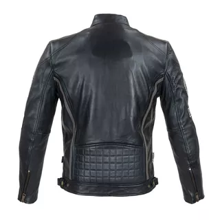 Męska skórzana kurtka motocyklowa W-TEC Makso - czarny z naszywkami