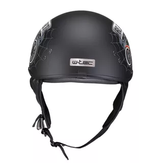 Kask motocyklowy otwarty chopper W-TEC Black Heart Rednut - Pistolet Blazin / Matowa czerń