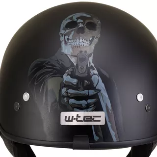 Kask motocyklowy otwarty chopper W-TEC Black Heart Rednut - Pistolet Blazin / Matowa czerń