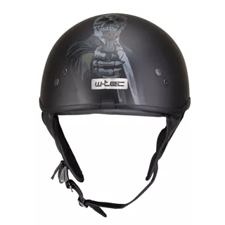 Kask motocyklowy otwarty chopper W-TEC Black Heart Rednut - Pistolet Blazin / Matowa czerń