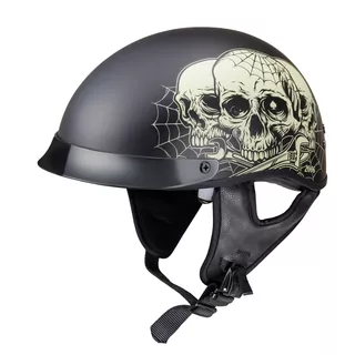 Kask motocyklowy otwarty chopper W-TEC Black Heart Rednut - Pistolet Blazin / Matowa czerń