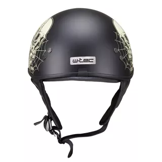 Kask motocyklowy otwarty chopper W-TEC Black Heart Rednut - Pistolet Blazin / Matowa czerń
