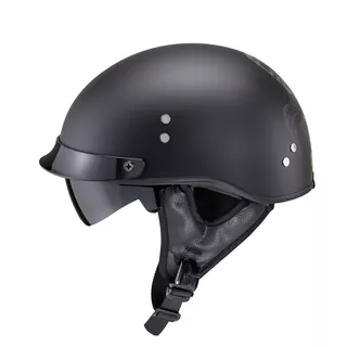 Kask motocyklowy otwarty chopper W-TEC Black Heart Rednut - Pistolet Blazin / Matowa czerń