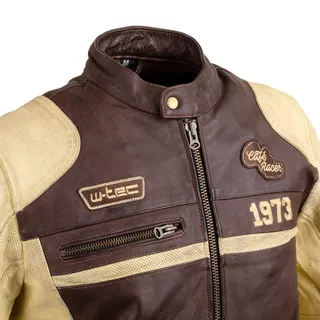 Męska skórzana kurtka motocyklowa W-TEC Retro - czarno-brązowo-beżowy