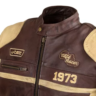 Męska skórzana kurtka motocyklowa W-TEC Retro - czarno-brązowo-beżowy