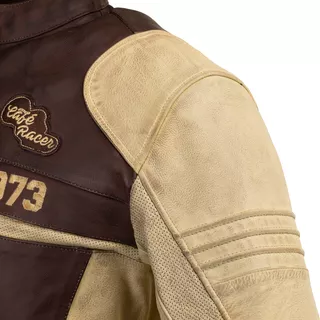 Męska skórzana kurtka motocyklowa W-TEC Retro - czarno-brązowo-beżowy